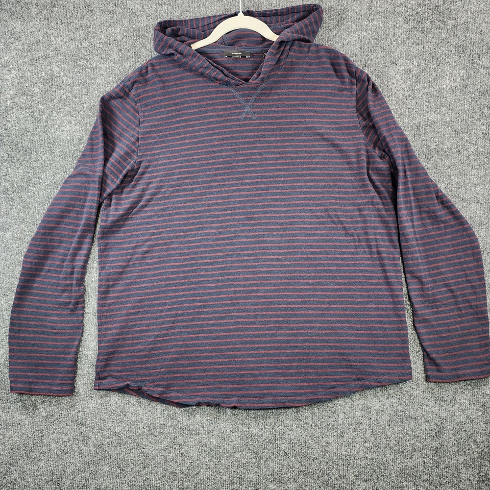 Vince Men Y2K Minimalist Grunge Coastal Striped Skate‎ Hoodie Pullover Size XL